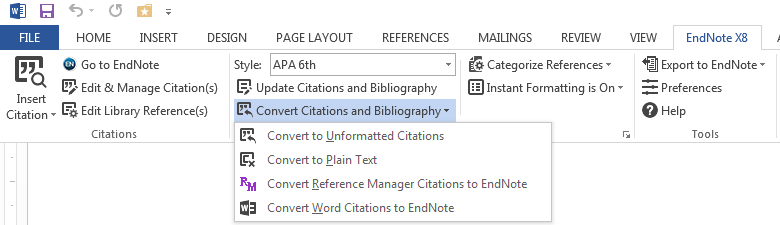 how to use endnote x8 in word