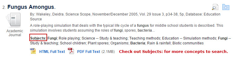 Reference from SLUth with subject headings for more terms to search.
