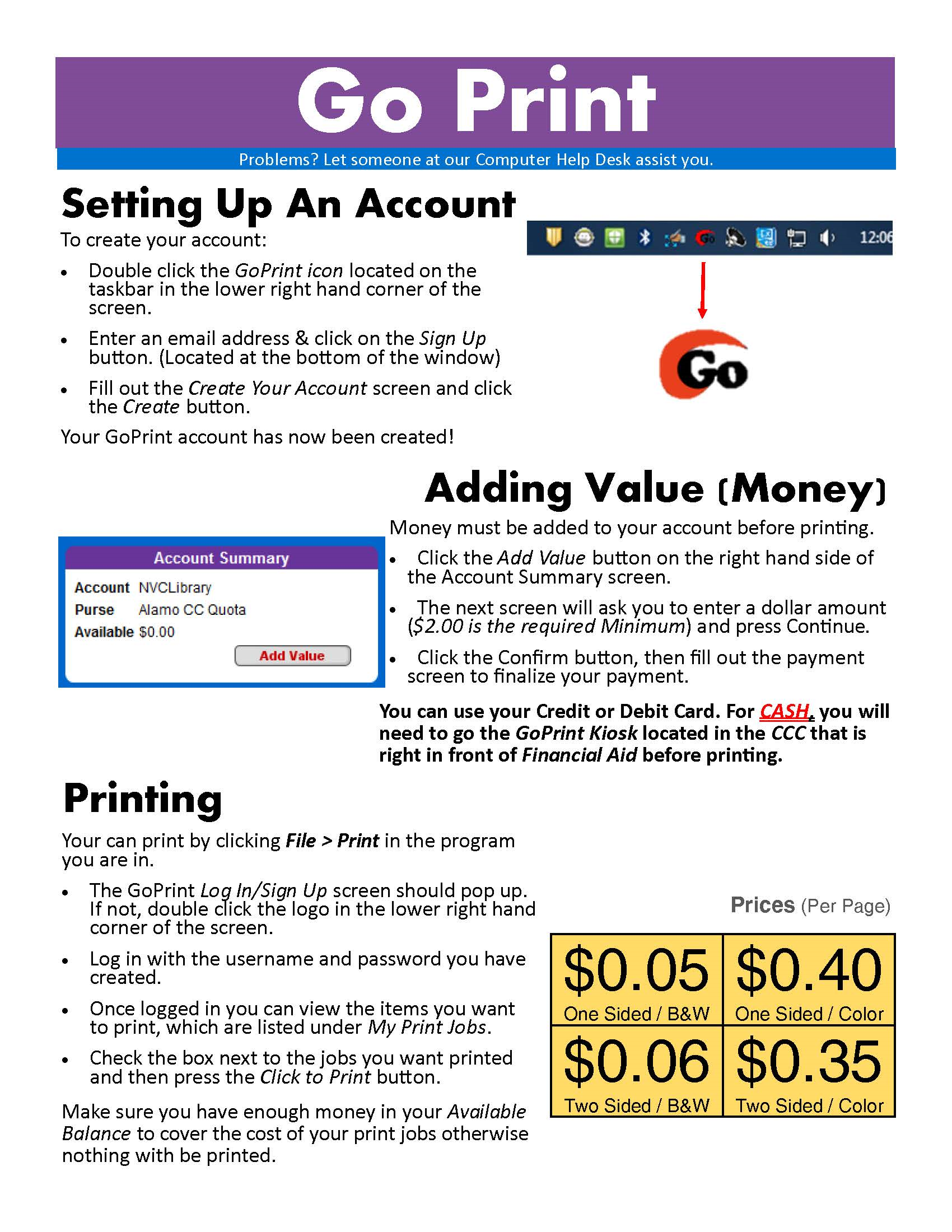 GoPrint Instructions Computers & Printing NVC Research Guides at Northwest Vista College Library