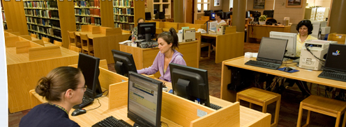 Students using desktop computers