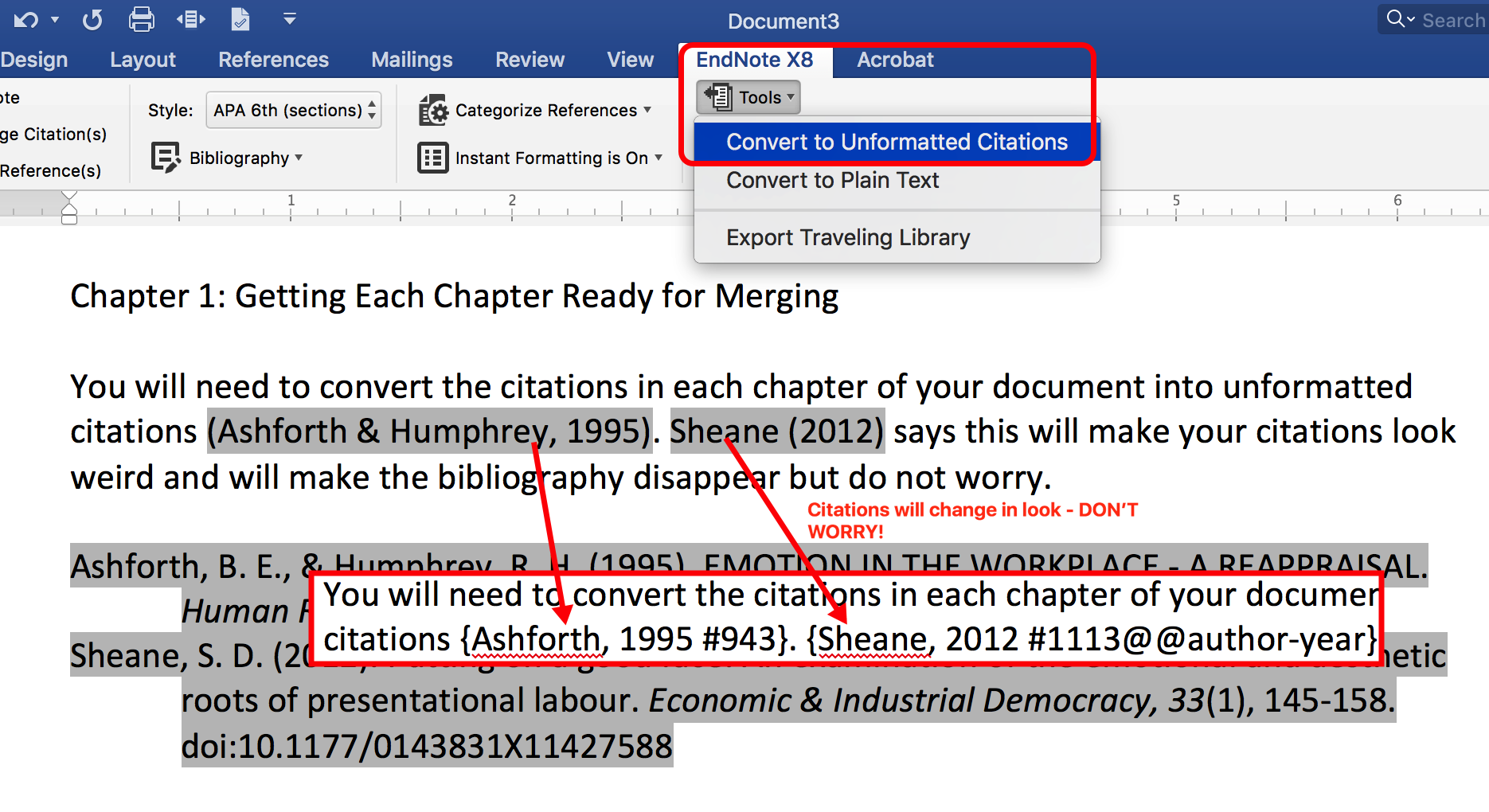 overwritting endnote citations in word with zotero