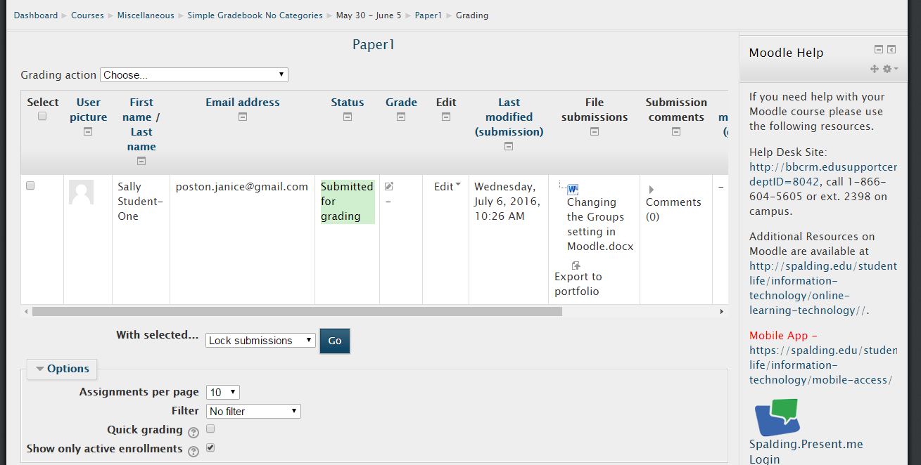 Moodle assignment submission picture