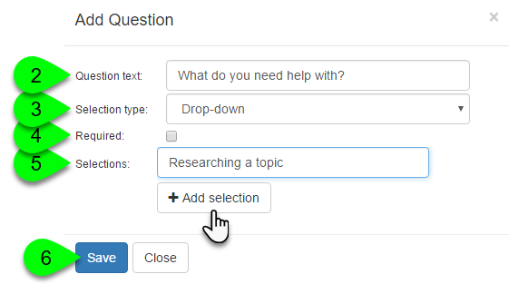 Example of adding a question