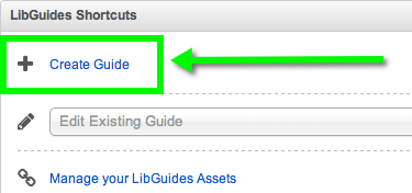 Create Guide link on the Dashboard