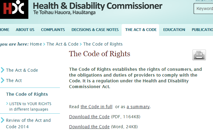 Go to HDC Code of Rights website