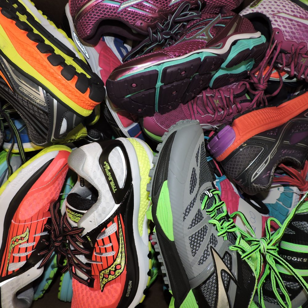 close up of running shoes