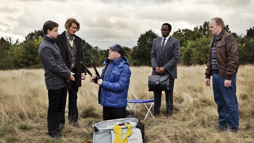 Ryan Wichert, Julian Rhind-Tutt, Alex Macqueen, Nyasha Hatendi and Jason Watkins in To Leech