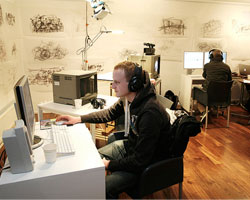 Technologists and artists working side-by-side in residence at Lighthouse, as part of Laboratory Life, 2011