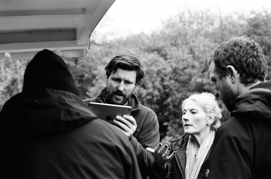 Andrew Haigh, Geraldine James and crew in between scenes on '45 Years'. Photo: Agatha A. Nitecka