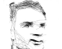 Portrait of Alan Turing by Paul the Robot, built by artist Patrick Tresset.