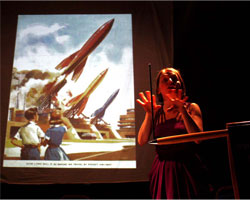 Sarah playing the Theramin (c) Melita Dennett