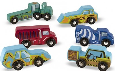 Wooden Construction Vehicles Train Trucks Melissa and Doug 681