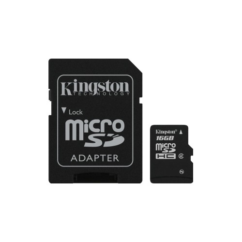 Kingston microSDHC 16GB Memory Card With SD Adapter