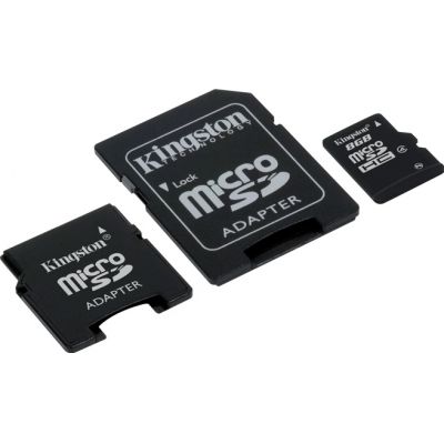Kingston 8GB microSDHC with 2 Adapters