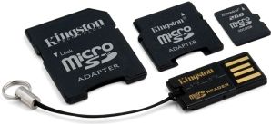Kingston 2GB MicroSD, USB Reader, and 2 adapters