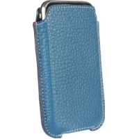 Photo of Ultra Slim Vertical Dark Blue Pouch With Subtle Leather Texture