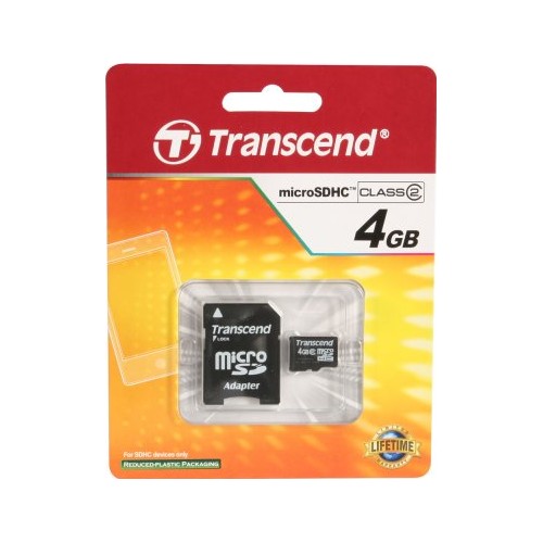 Transcend 4GB MicroSDHC Memory Card With SD Adapter