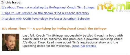Coach Spotlight on the Noomii Newsletter