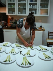 Delphine preparing an evening starter medium