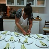 Delphine preparing an evening starter