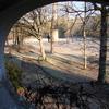 Winter view through little window