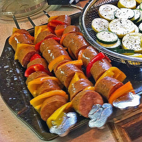Honey-Mustard Chicken-Sausage Kebabs Image