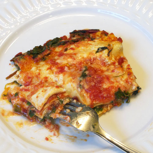 Lasagna with Chard, Ricotta and Tomato Sauce Image