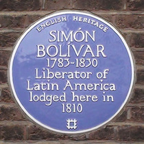 Simon Bolivar - blue plaque
