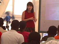 Dr. Kaufman giving a lecture to university students in Haiti
