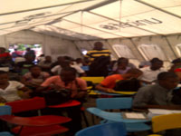 University students attending Dr. Kaufman’s lecture in Haiti