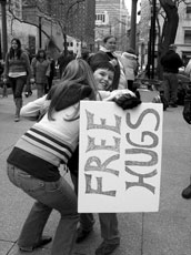 Try giving free hugs or loving more in the moment.