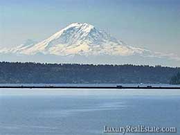 View of Mount Rainier over Lake Washington from this property.