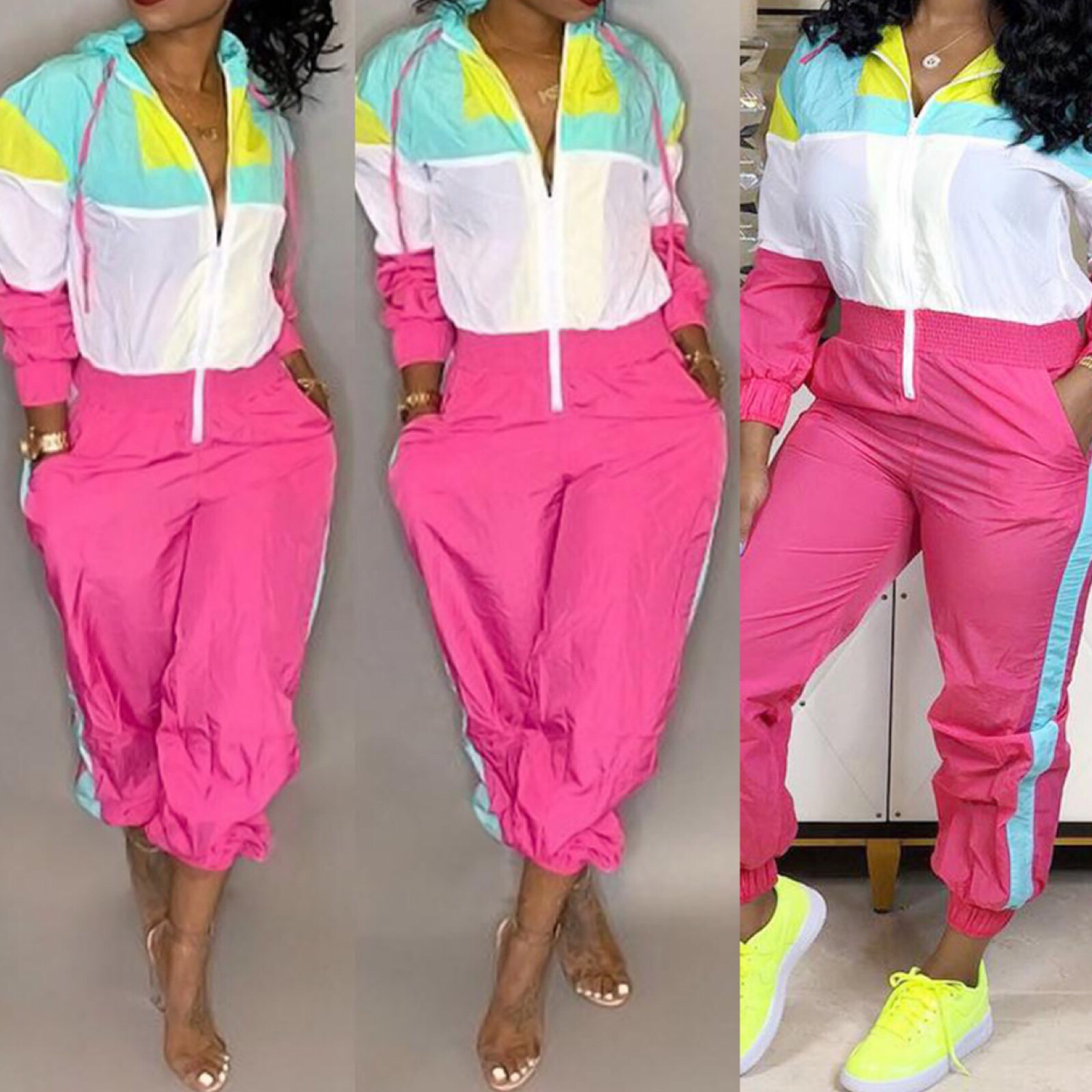 pink work jumpsuit