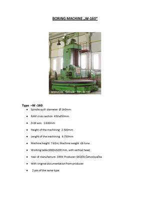 SKODA W-160H Boring Mills, Horizontal, Table Type - MachineTools.com