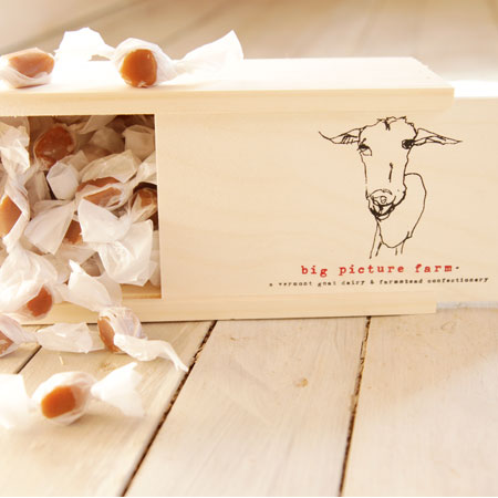 Check out this Goat Milk Caramel Wooden Gift Box made in VT by Big Picture Farm. Purchase to support 8 American workers. Gets you 700 Boom™ Points.