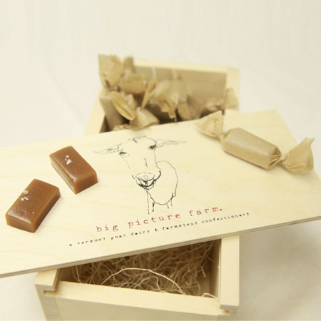 Check out this Goat Milk Caramel Wooden Gift Box made in VT by Big Picture Farm. Purchase to support 8 American workers. Gets you 700 Boom™ Points.