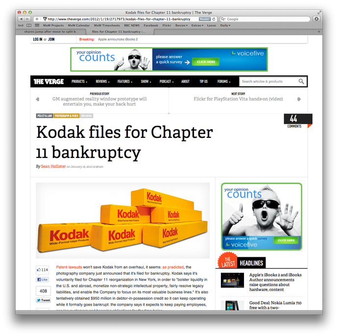 Screenshot of the verge