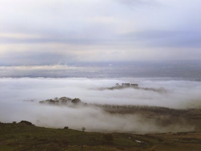 Fine Art Print of Clouds above valley, elevated view, Hula Valley in Blanket of Clouds by Assaf Frank
