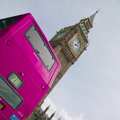 Fine Art Print of big ben and a bus by Assaf Frank