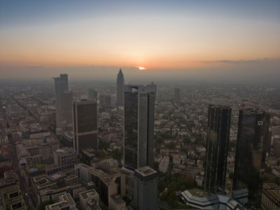 Fine Art Print of City skyline at dusk, Frankfurt, Germany by Assaf Frank