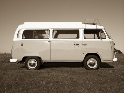Fine Art Print of VW Van against blue skies by Assaf Frank