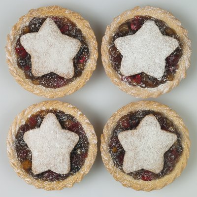 Fine Art Print of Christmas mince pies on white background by Assaf Frank