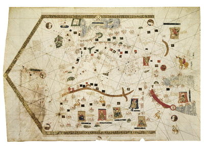 Fine Art Print of Portolan Chart of Gabriel de Vallseca, 1439 by Spanish School