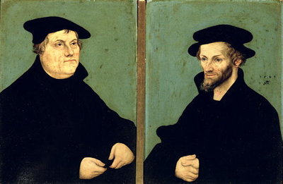 Fine Art Print of Double Portrait of Martin Luther by Lucas, the Elder Cranach