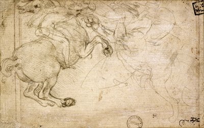 Fine Art Print of A Horseman in Combat with a Griffin by Leonardo da Vinci