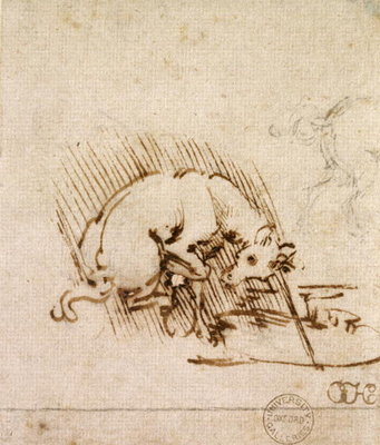 Fine Art Print of A Unicorn Dipping its Horn into a Pool of Water, c.1481 by Leonardo da Vinci