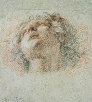Fine Art Print of Head of a Youth, seen from below by Charles de la Fosse