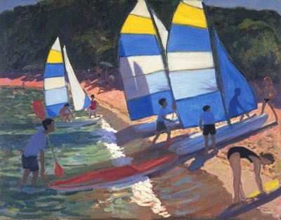 Sailboats, South of France, 1995 (oil on canvas) by Andrew Macara - print