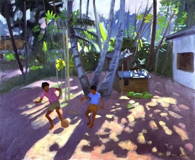 Football, Bentota, Sri Lanka, 1998 (oil on canvas) by Andrew Macara - print