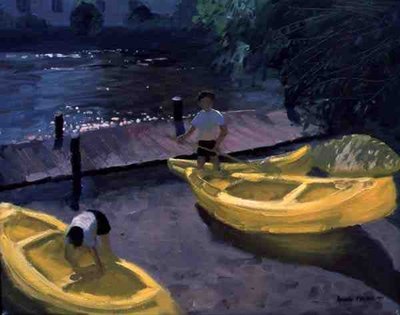 Yellow Canoes, France, 1997 (oil on canvas) by Andrew Macara - print